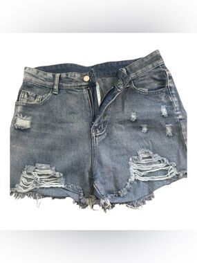 Source Unknown Distressed Denim Jean Shorts - Blue